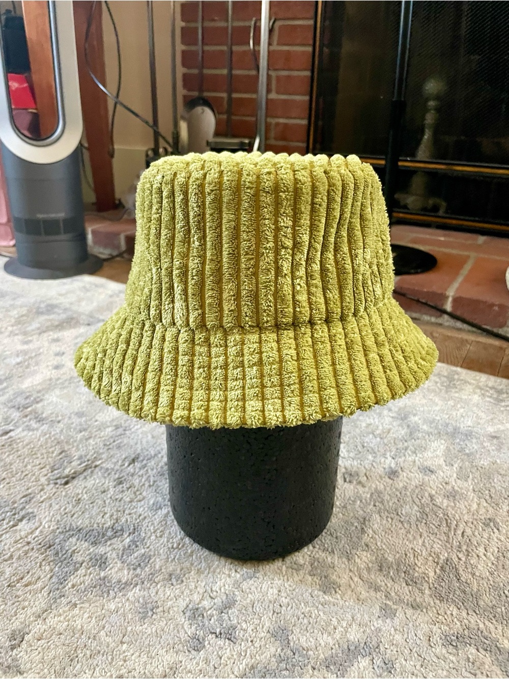 Urban Outfitters Wide Wale Terry Cloth Chartreuse Bucket Hat - OS